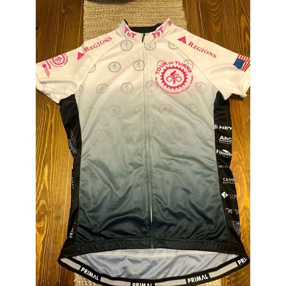 PRIMAL Cycling Jersey women’s xl Race Cut White gray pink Bicycle shirt tour of
